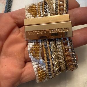 Victoria Emerson Gold and White Multi-Strand Bracelet